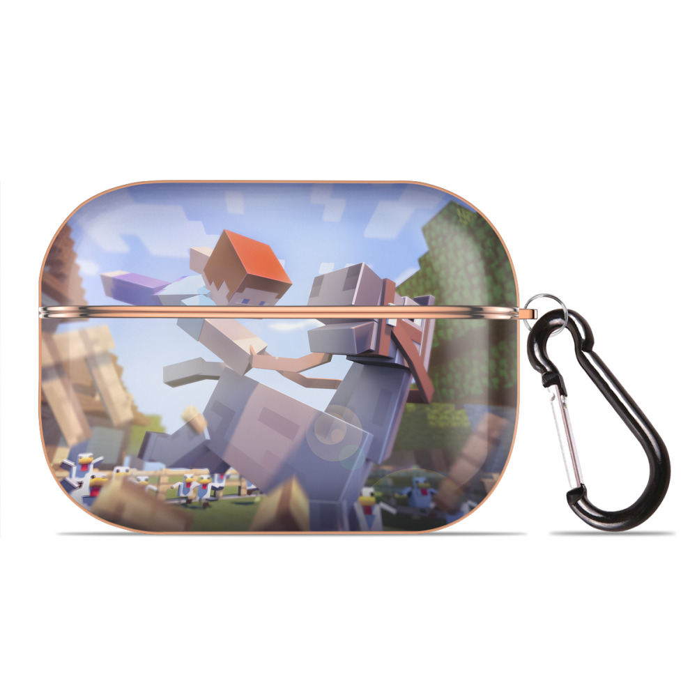 （画像用） マインクラフト ブロックの世界 Minecraft MC Block world 【AirPods Pro用】ハードシェル保護ケース｜耐衝撃・防指紋・カラビナ付き商品仕様