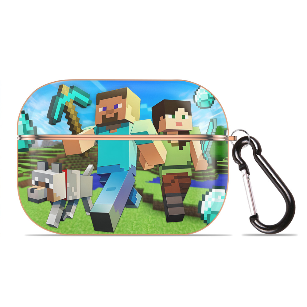 （画像用） マインクラフト ブロックの世界 Minecraft MC Block world 【AirPods Pro用】ハードシェル保護ケース｜耐衝撃・防指紋・カラビナ付き商品仕様