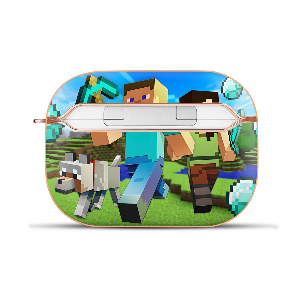 （画像用） マインクラフト ブロックの世界 Minecraft MC Block world 【AirPods Pro用】ハードシェル保護ケース｜耐衝撃・防指紋・カラビナ付き商品仕様