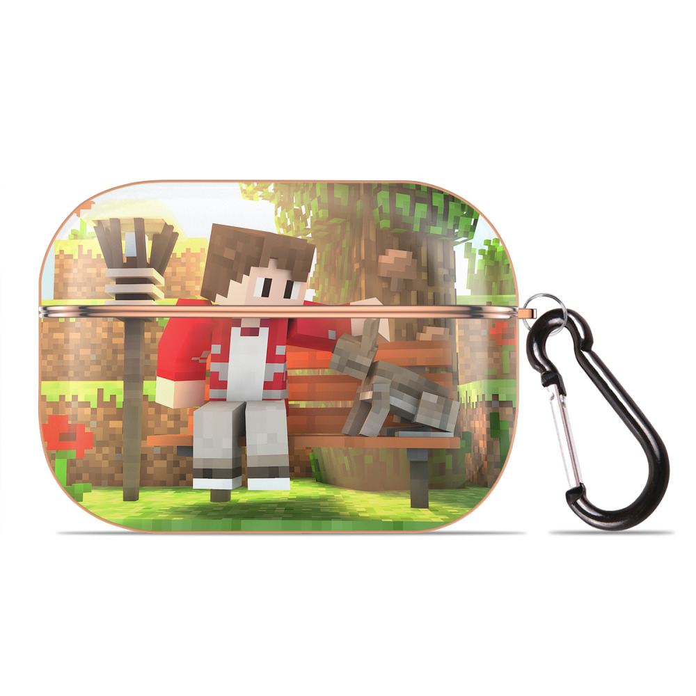 （画像用） マインクラフト ブロックの世界 Minecraft MC Block world 【AirPods Pro用】ハードシェル保護ケース｜耐衝撃・防指紋・カラビナ付き商品仕様