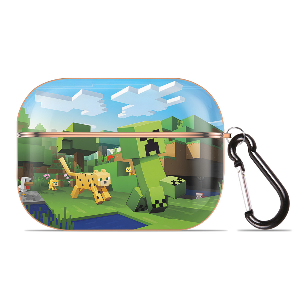 （画像用） マインクラフト ブロックの世界 Minecraft MC Block world 【AirPods Pro用】ハードシェル保護ケース｜耐衝撃・防指紋・カラビナ付き商品仕様