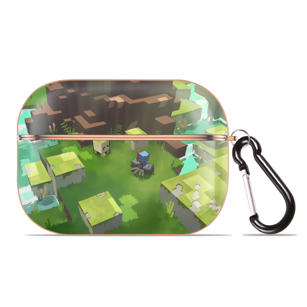 （画像用） マインクラフト ブロックの世界 Minecraft MC Block world 【AirPods Pro用】ハードシェル保護ケース｜耐衝撃・防指紋・カラビナ付き商品仕様