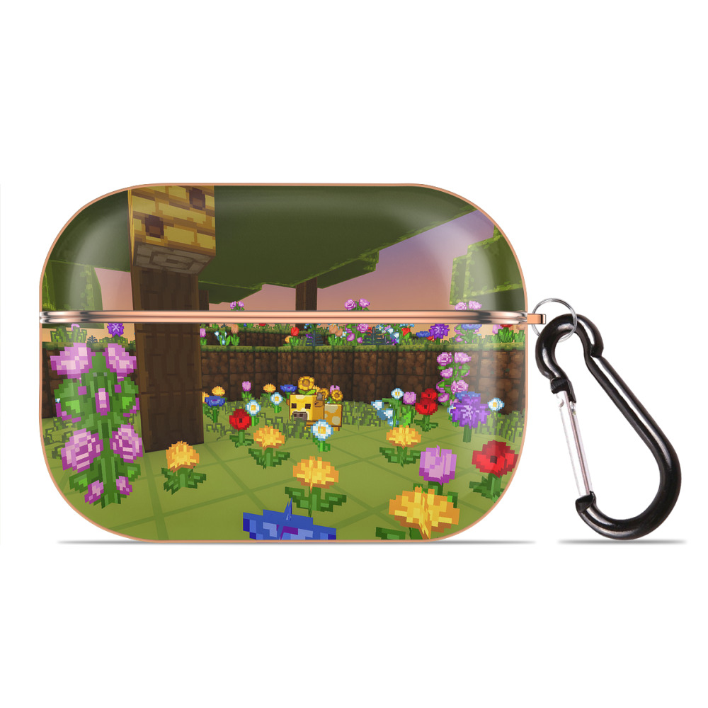（画像用） マインクラフト ブロックの世界 Minecraft MC Block world 【AirPods Pro用】ハードシェル保護ケース｜耐衝撃・防指紋・カラビナ付き商品仕様