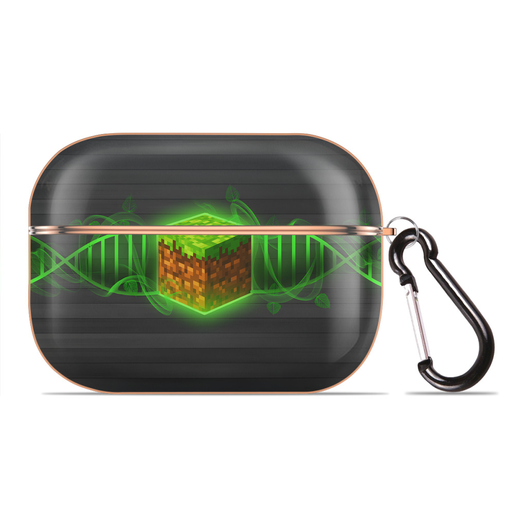 （画像用） マインクラフト ブロックの世界 Minecraft MC Block world 【AirPods Pro用】ハードシェル保護ケース｜耐衝撃・防指紋・カラビナ付き商品仕様