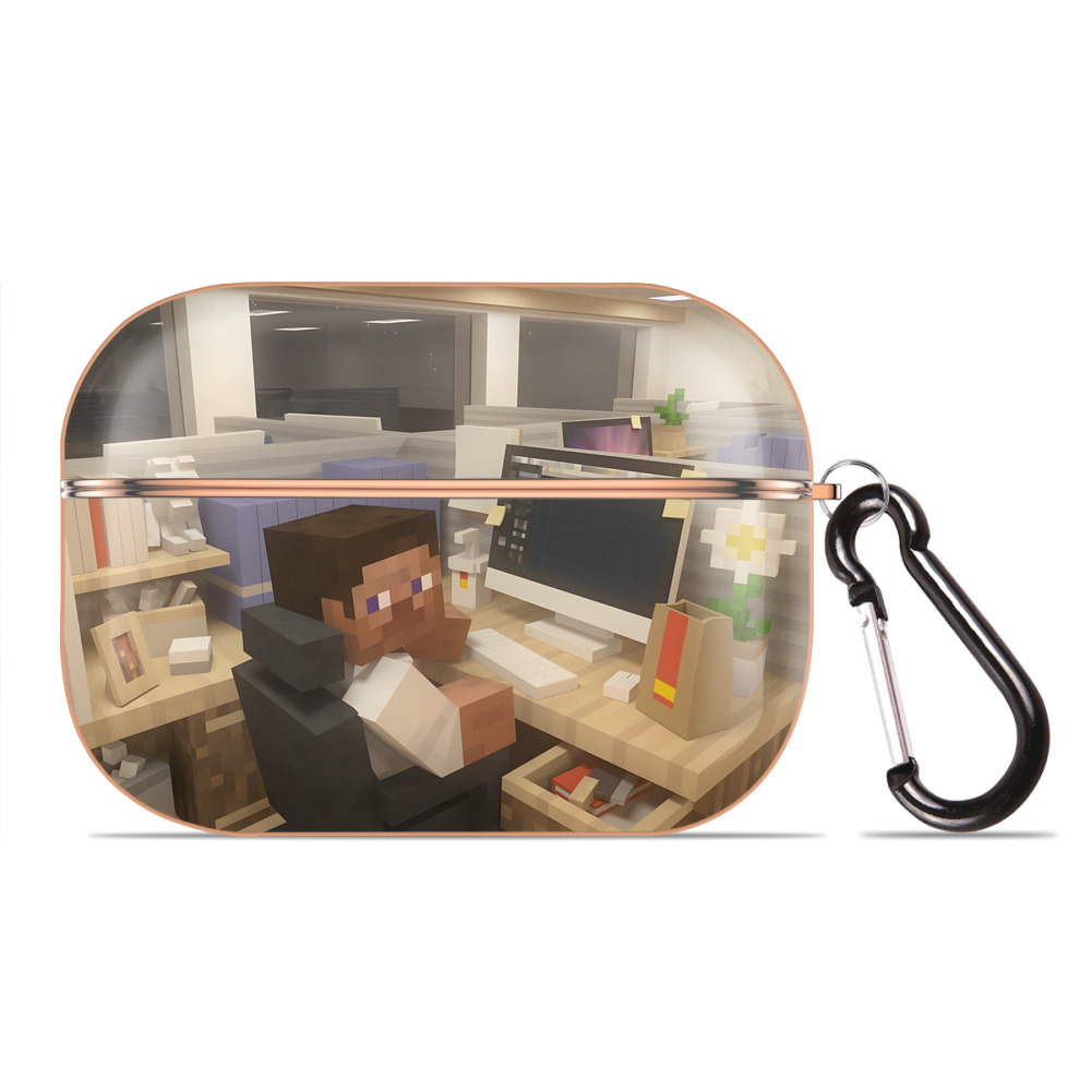 （画像用） マインクラフト ブロックの世界 Minecraft MC Block world 【AirPods Pro用】ハードシェル保護ケース｜耐衝撃・防指紋・カラビナ付き商品仕様