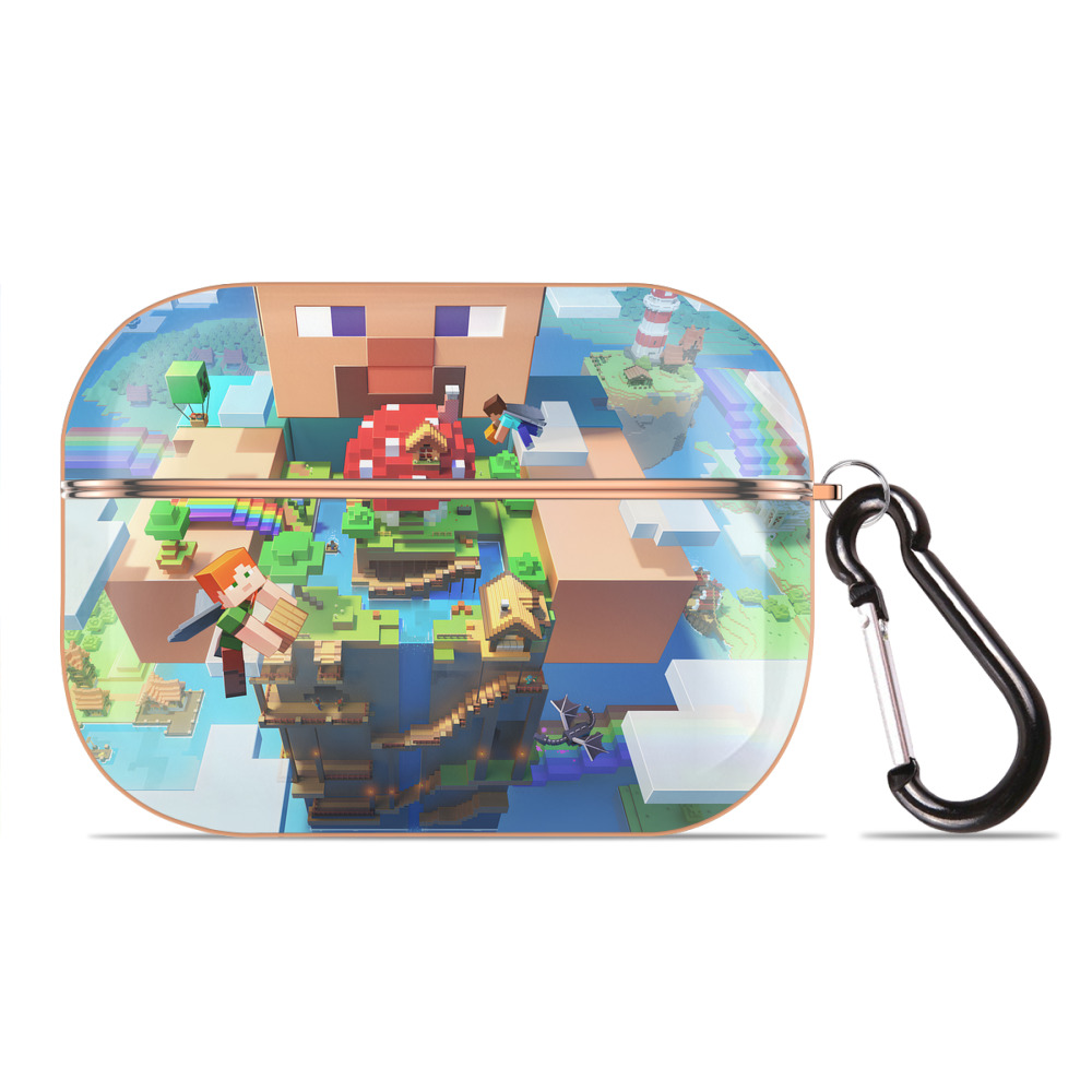 （画像用） マインクラフト ブロックの世界 Minecraft MC Block world 【AirPods Pro用】ハードシェル保護ケース｜耐衝撃・防指紋・カラビナ付き商品仕様