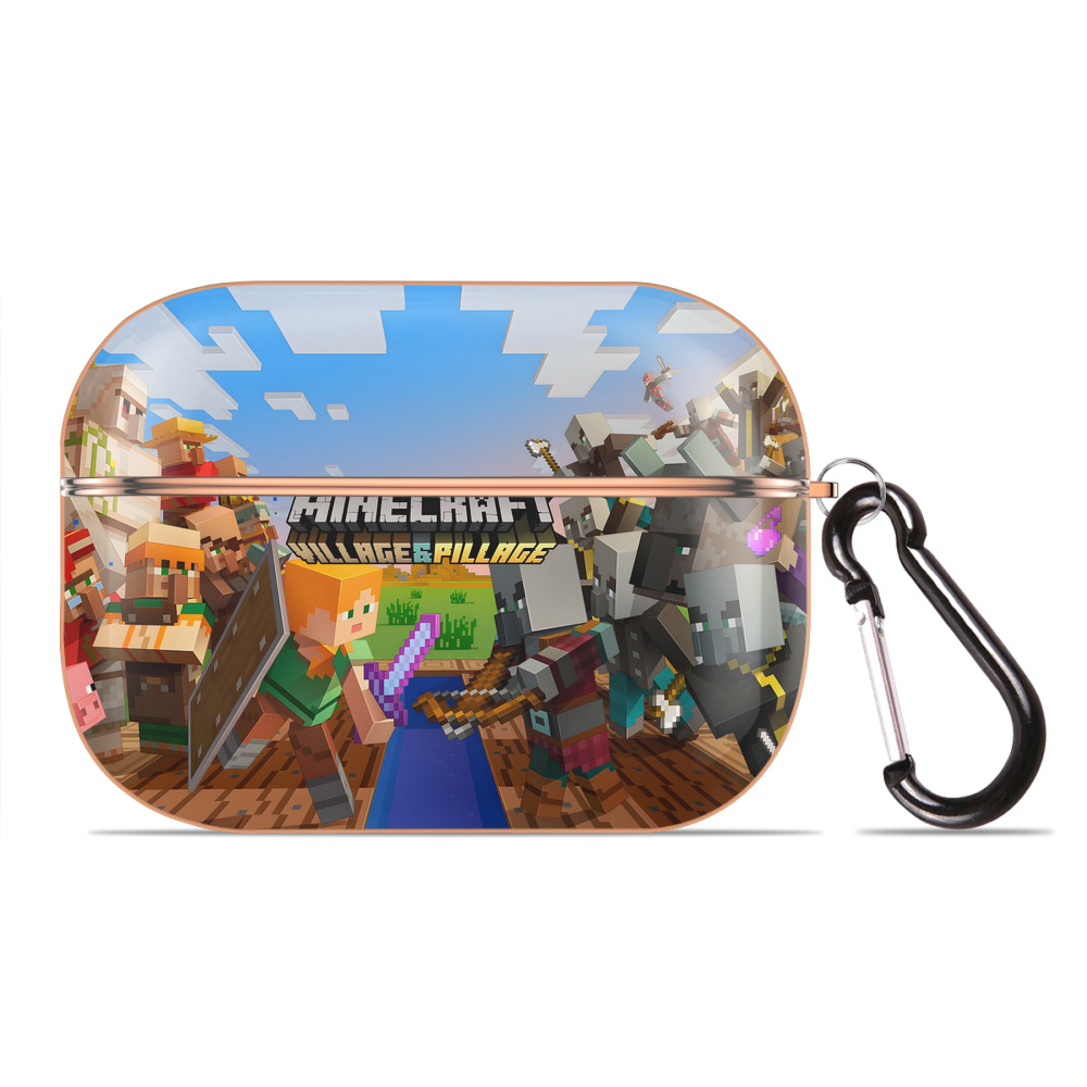 （画像用） マインクラフト ブロックの世界 Minecraft MC Block world 【AirPods Pro用】ハードシェル保護ケース｜耐衝撃・防指紋・カラビナ付き商品仕様