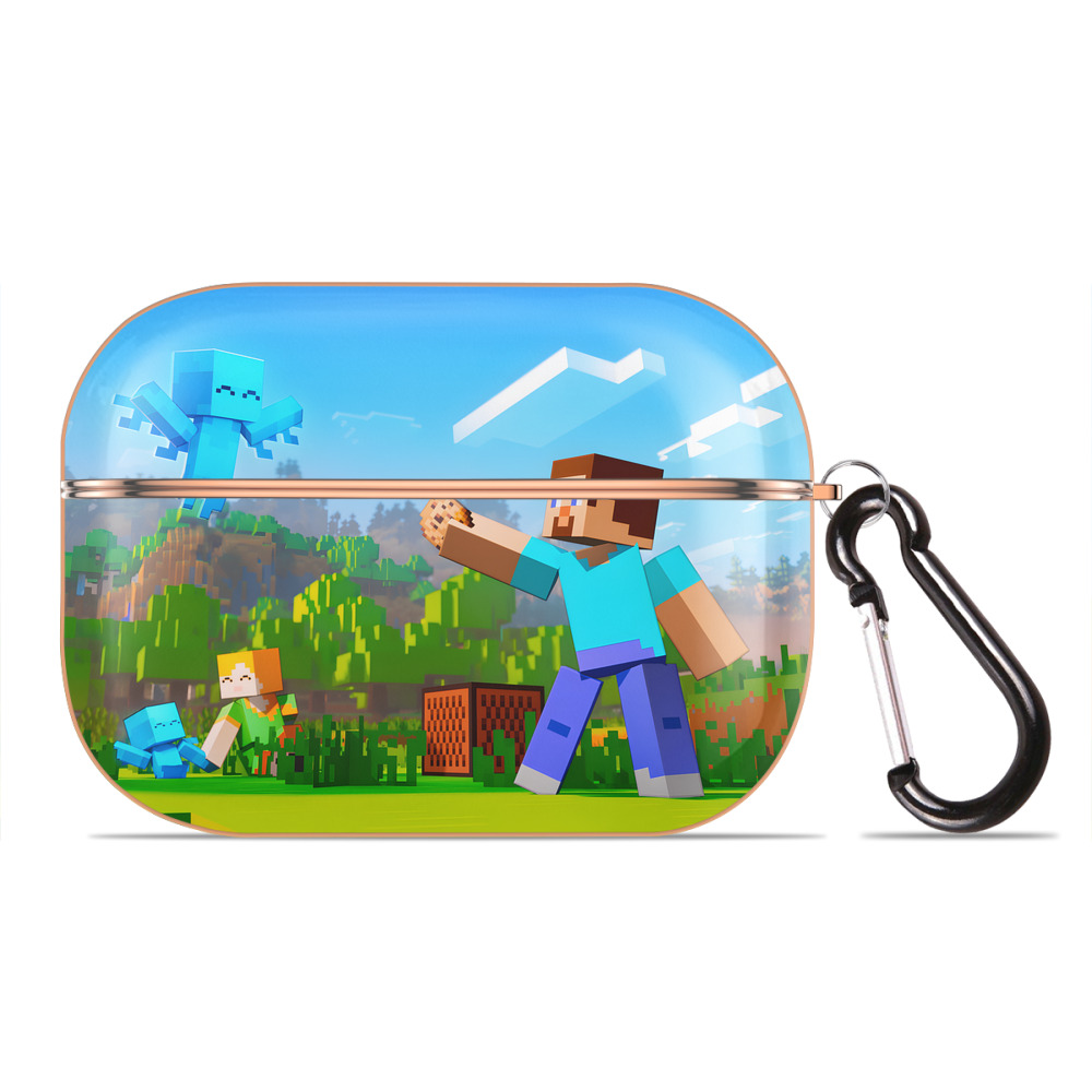 （画像用） マインクラフト ブロックの世界 Minecraft MC Block world 【AirPods Pro用】ハードシェル保護ケース｜耐衝撃・防指紋・カラビナ付き商品仕様