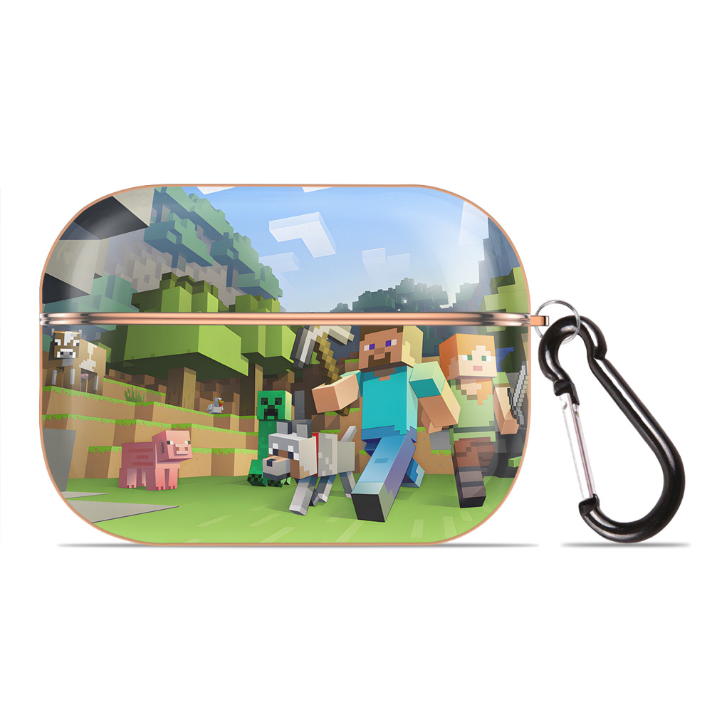 （画像用） マインクラフト ブロックの世界 Minecraft MC Block world 【AirPods Pro用】ハードシェル保護ケース｜耐衝撃・防指紋・カラビナ付き商品仕様