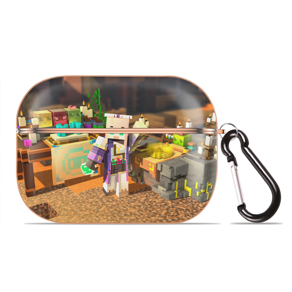（画像用） マインクラフト ブロックの世界 Minecraft MC Block world 【AirPods Pro用】ハードシェル保護ケース｜耐衝撃・防指紋・カラビナ付き商品仕様