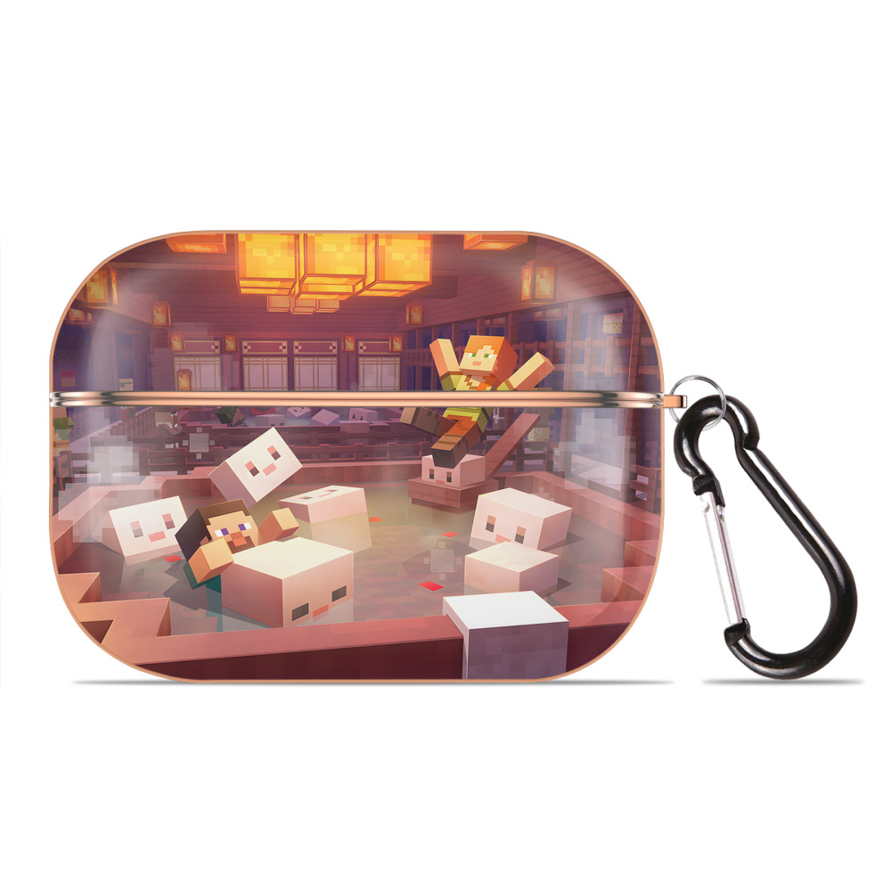 （画像用） マインクラフト ブロックの世界 Minecraft MC Block world 【AirPods Pro用】ハードシェル保護ケース｜耐衝撃・防指紋・カラビナ付き商品仕様