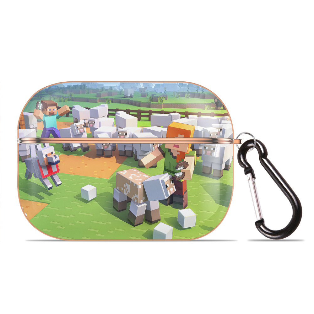 （画像用） マインクラフト ブロックの世界 Minecraft MC Block world 【AirPods Pro用】ハードシェル保護ケース｜耐衝撃・防指紋・カラビナ付き商品仕様