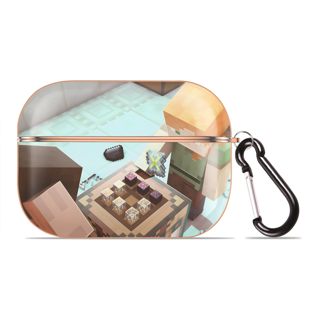 （画像用） マインクラフト ブロックの世界 Minecraft MC Block world 【AirPods Pro用】ハードシェル保護ケース｜耐衝撃・防指紋・カラビナ付き商品仕様