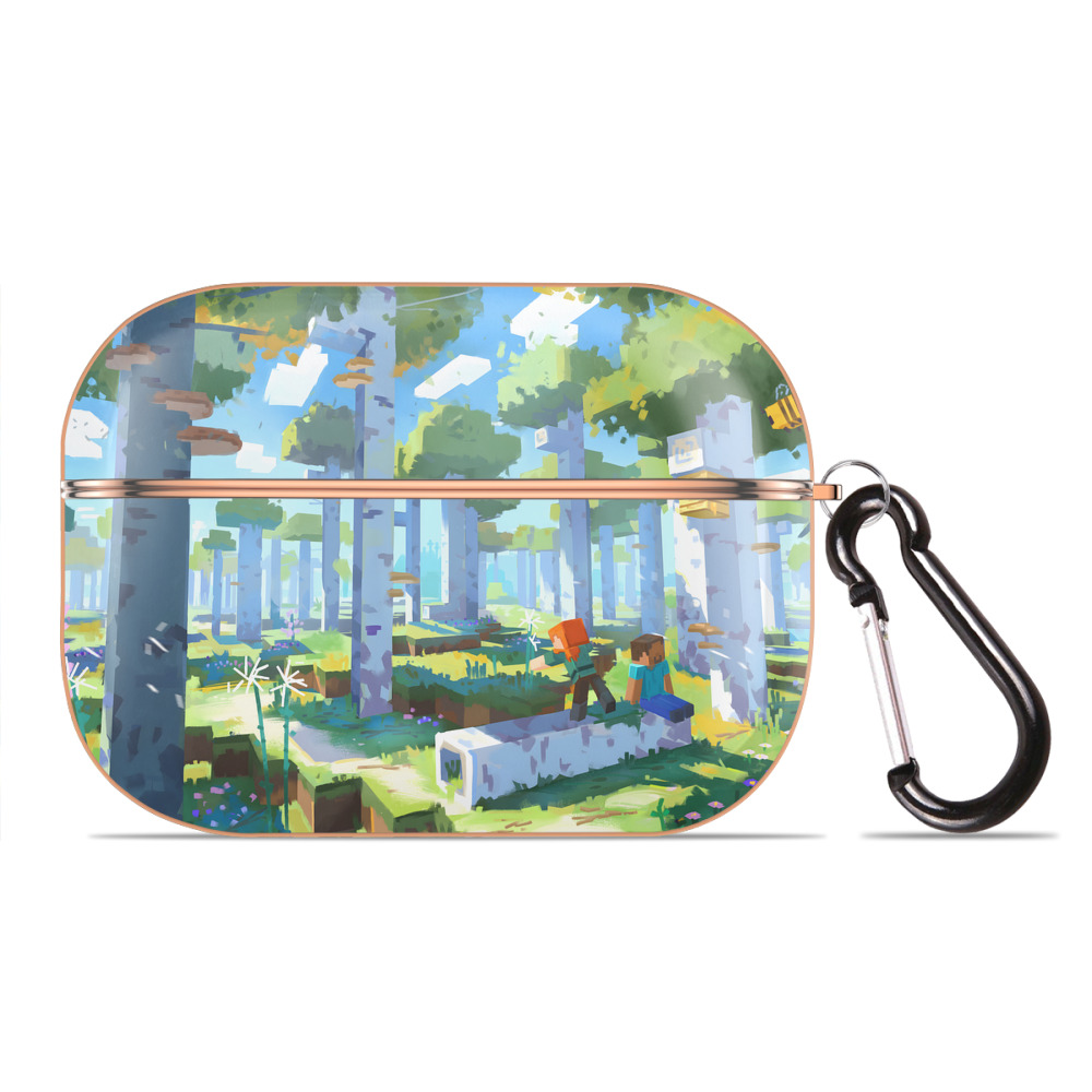 （画像用） マインクラフト ブロックの世界 Minecraft MC Block world 【AirPods Pro用】ハードシェル保護ケース｜耐衝撃・防指紋・カラビナ付き商品仕様