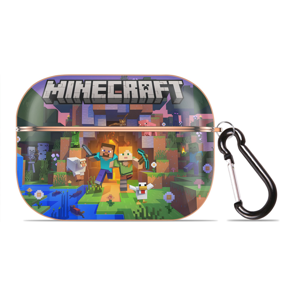 （画像用） マインクラフト ブロックの世界 Minecraft MC Block world 【AirPods Pro用】ハードシェル保護ケース｜耐衝撃・防指紋・カラビナ付き商品仕様