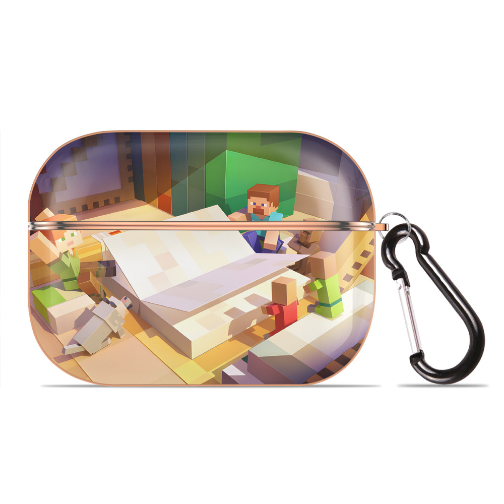 （画像用） マインクラフト ブロックの世界 Minecraft MC Block world 【AirPods Pro用】ハードシェル保護ケース｜耐衝撃・防指紋・カラビナ付き商品仕様