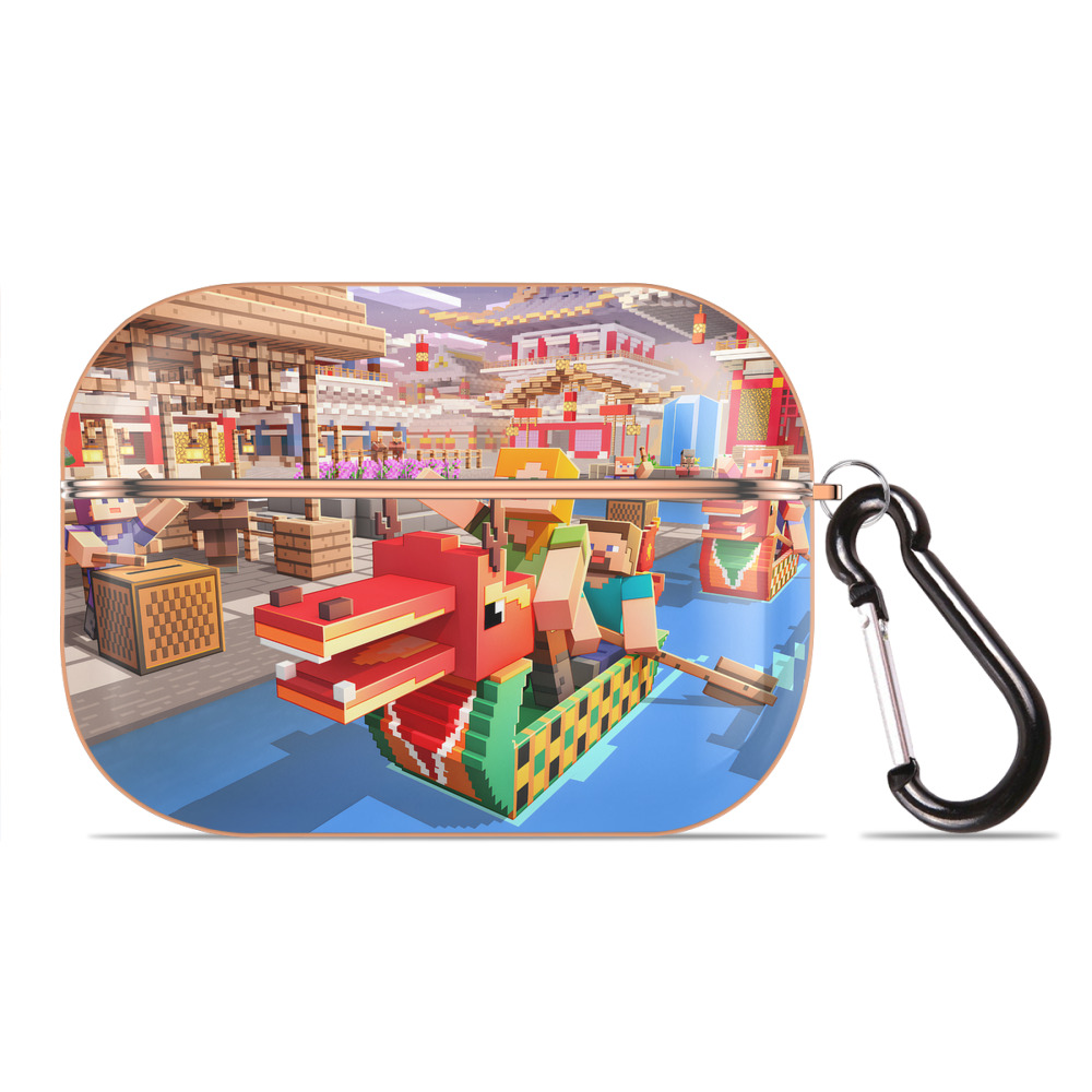 （画像用） マインクラフト ブロックの世界 Minecraft MC Block world 【AirPods Pro用】ハードシェル保護ケース｜耐衝撃・防指紋・カラビナ付き商品仕様