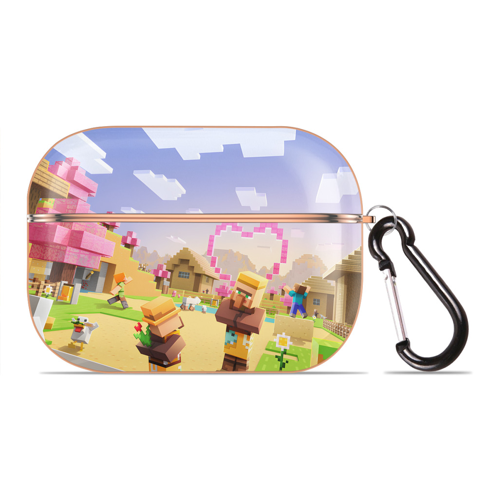 （画像用） マインクラフト ブロックの世界 Minecraft MC Block world 【AirPods Pro用】ハードシェル保護ケース｜耐衝撃・防指紋・カラビナ付き商品仕様