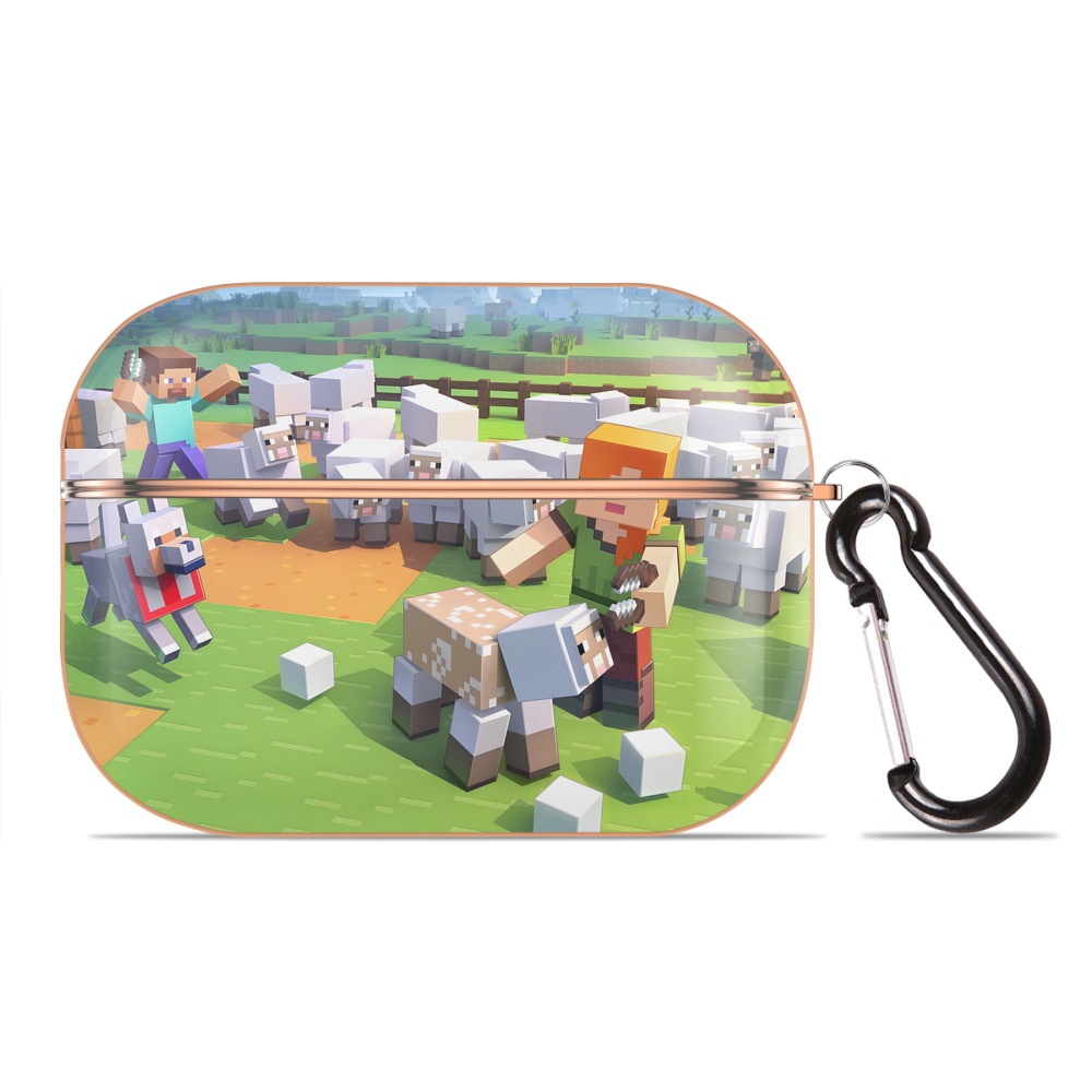 （画像用） マインクラフト ブロックの世界 Minecraft MC Block world 【AirPods Pro用】ハードシェル保護ケース｜耐衝撃・防指紋・カラビナ付き商品仕様