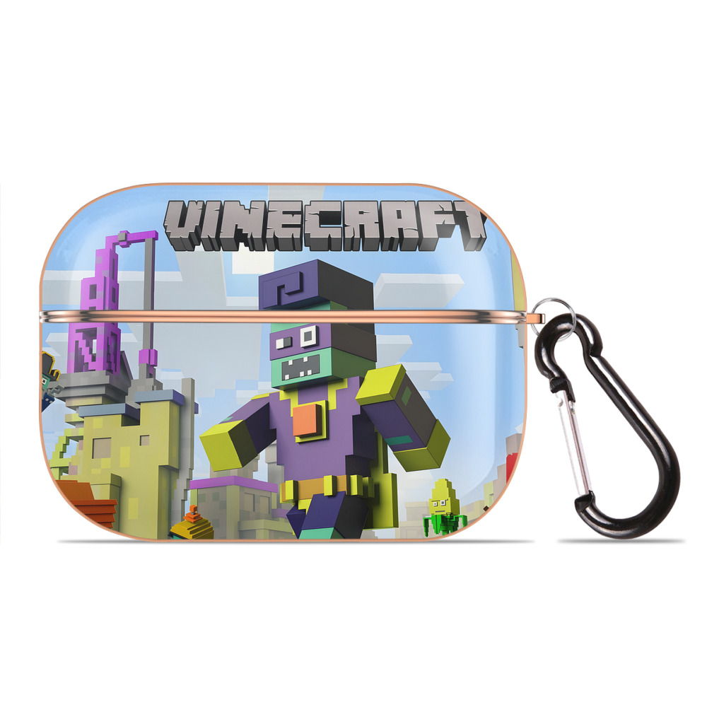 （画像用） マインクラフト ブロックの世界 Minecraft MC Block world 【AirPods Pro用】ハードシェル保護ケース｜耐衝撃・防指紋・カラビナ付き商品仕様