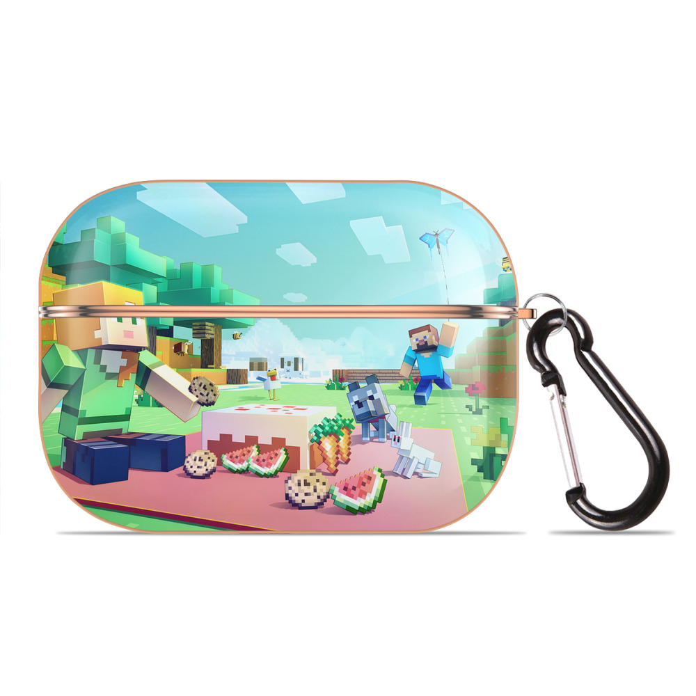 （画像用） マインクラフト ブロックの世界 Minecraft MC Block world 【AirPods Pro用】ハードシェル保護ケース｜耐衝撃・防指紋・カラビナ付き商品仕様