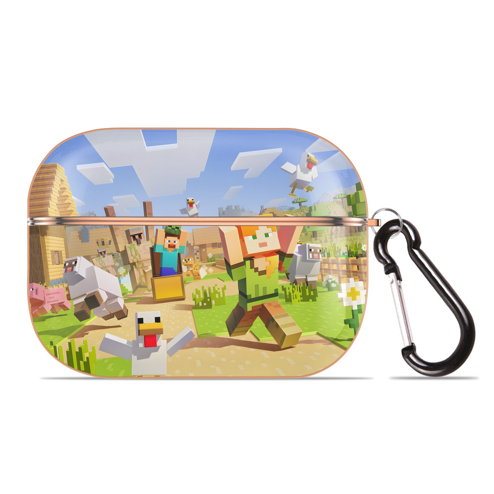 （画像用） マインクラフト ブロックの世界 Minecraft MC Block world 【AirPods Pro用】ハードシェル保護ケース｜耐衝撃・防指紋・カラビナ付き商品仕様