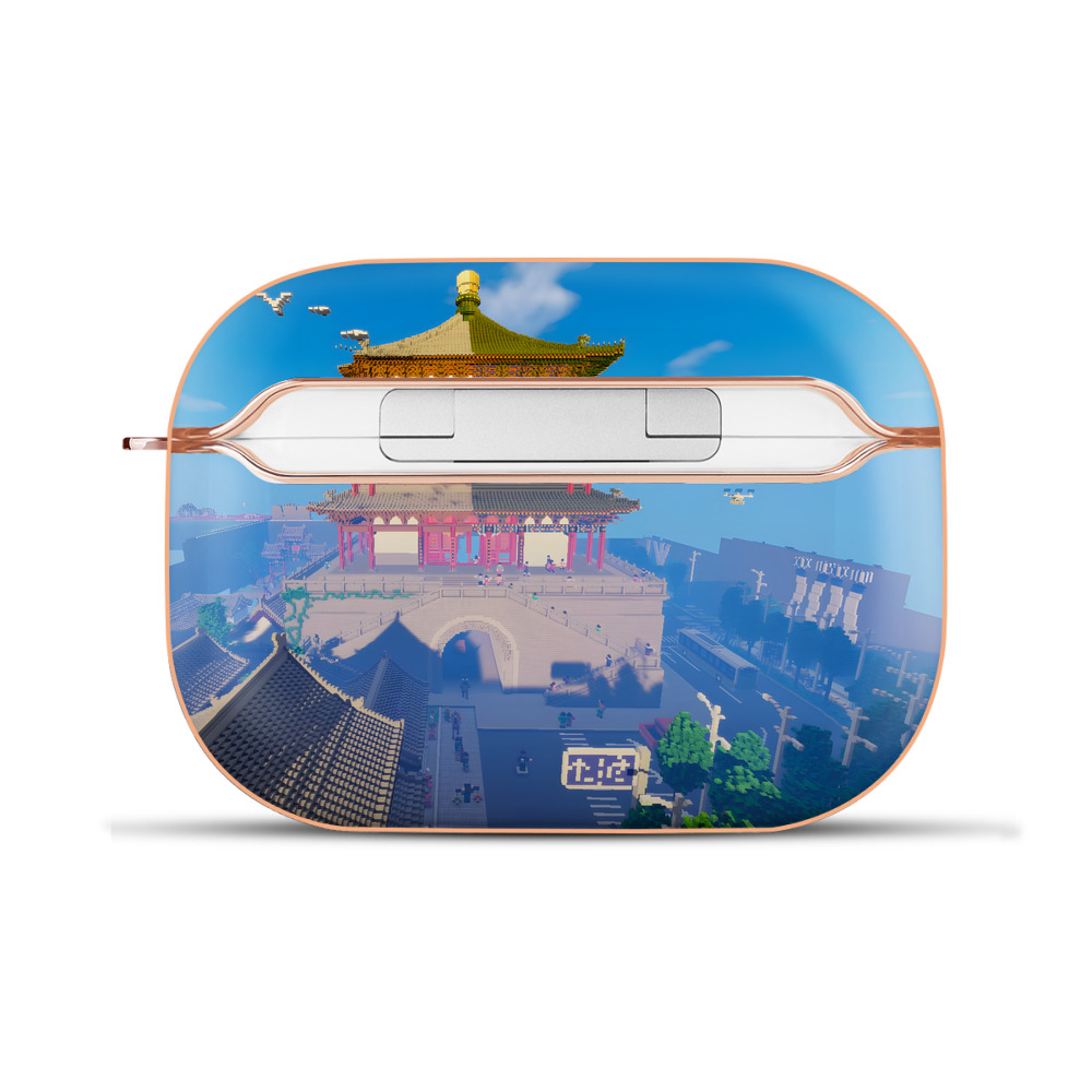 （画像用） マインクラフト ブロックの世界 Minecraft MC Block world 【AirPods Pro用】ハードシェル保護ケース｜耐衝撃・防指紋・カラビナ付き商品仕様