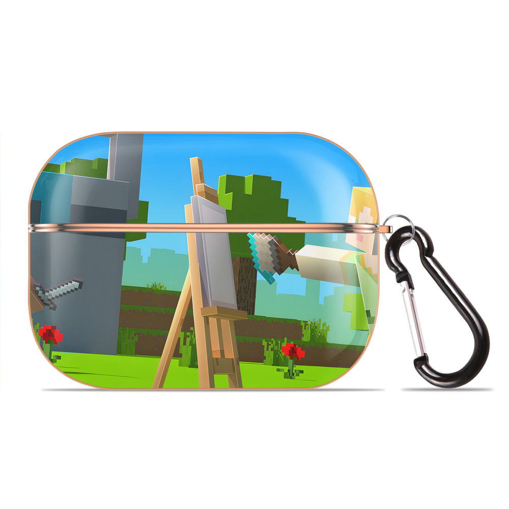 （画像用） マインクラフト ブロックの世界 Minecraft MC Block world 【AirPods Pro用】ハードシェル保護ケース｜耐衝撃・防指紋・カラビナ付き商品仕様