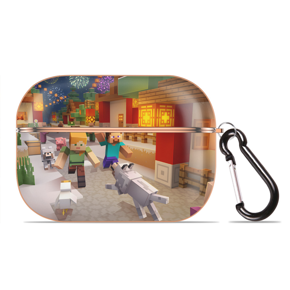 （画像用） マインクラフト ブロックの世界 Minecraft MC Block world 【AirPods Pro用】ハードシェル保護ケース｜耐衝撃・防指紋・カラビナ付き商品仕様