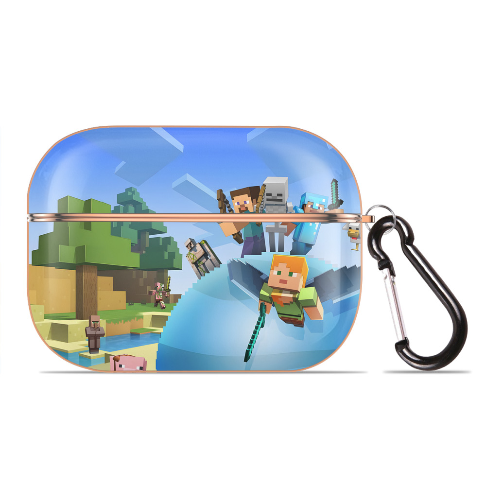 （画像用） マインクラフト ブロックの世界 Minecraft MC Block world 【AirPods Pro用】ハードシェル保護ケース｜耐衝撃・防指紋・カラビナ付き商品仕様
