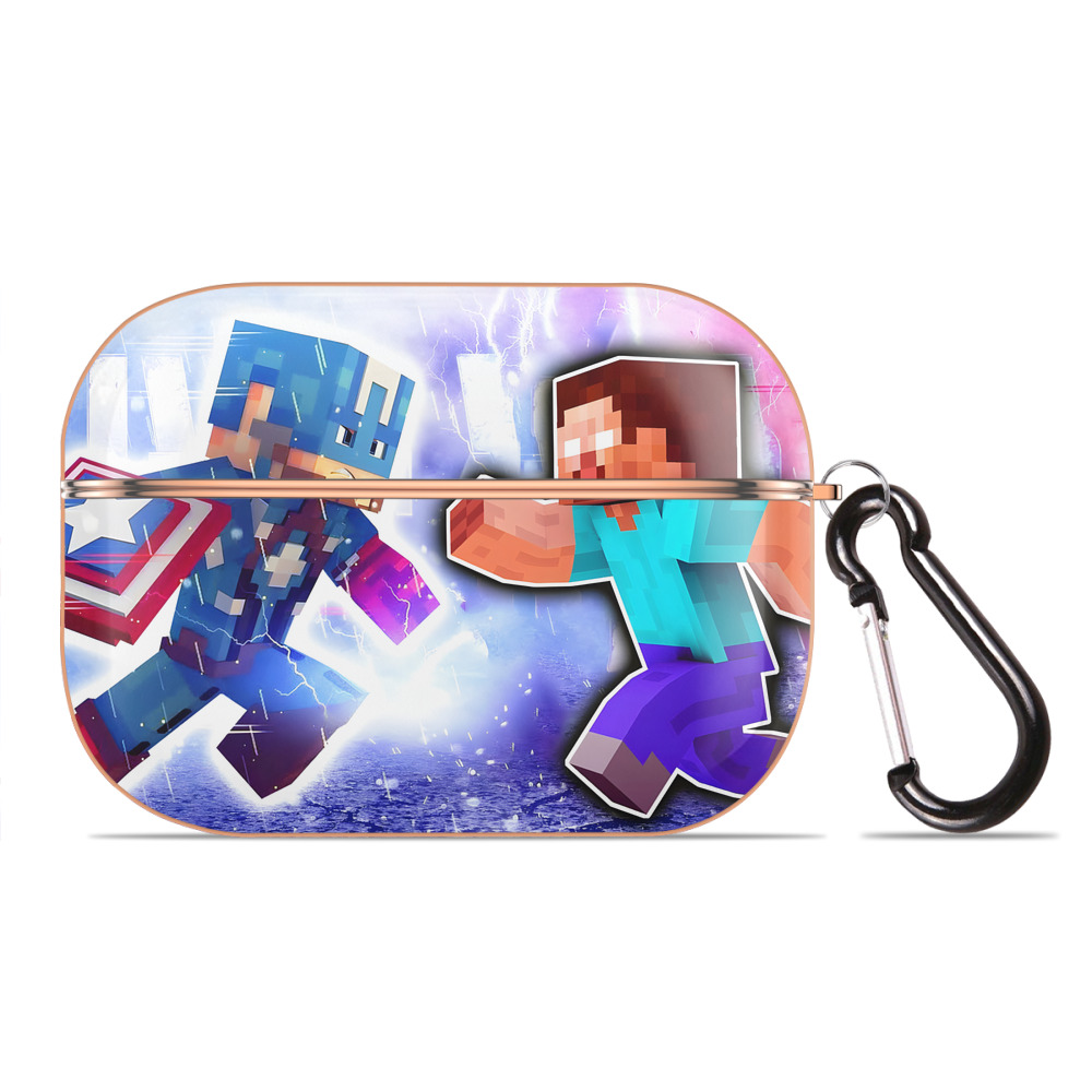 （画像用） マインクラフト ブロックの世界 Minecraft MC Block world 【AirPods Pro用】ハードシェル保護ケース｜耐衝撃・防指紋・カラビナ付き商品仕様