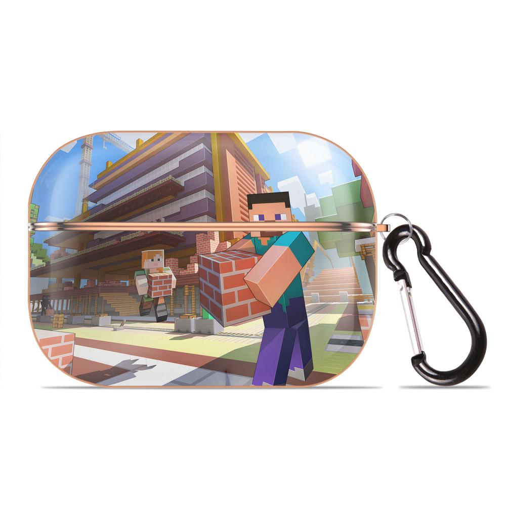 （画像用） マインクラフト ブロックの世界 Minecraft MC Block world 【AirPods Pro用】ハードシェル保護ケース｜耐衝撃・防指紋・カラビナ付き商品仕様