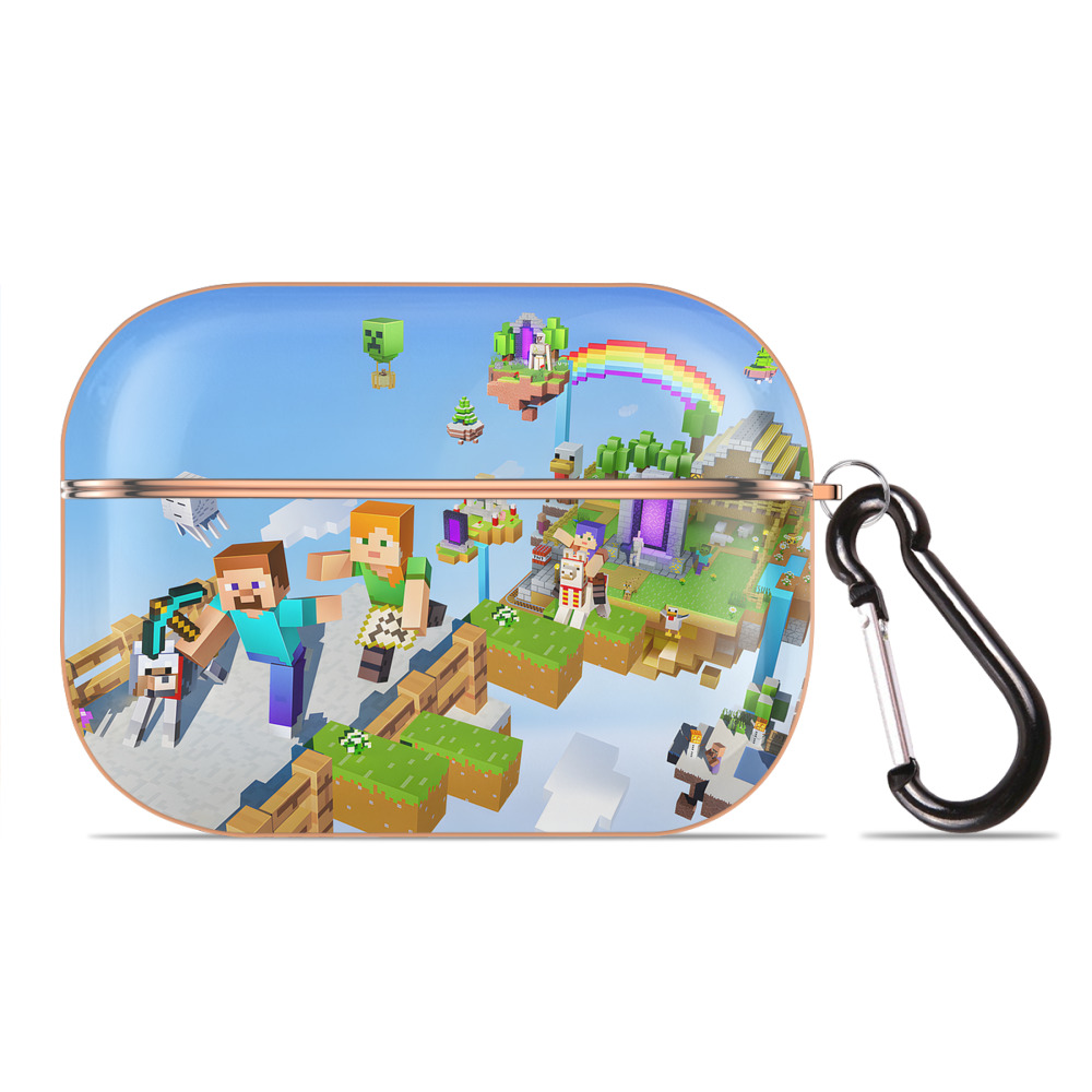 （画像用） マインクラフト ブロックの世界 Minecraft MC Block world 【AirPods Pro用】ハードシェル保護ケース｜耐衝撃・防指紋・カラビナ付き商品仕様