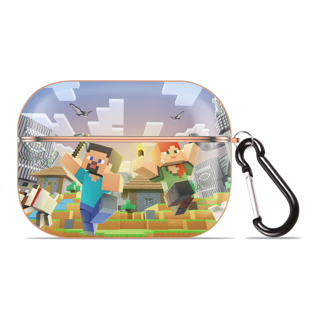 （画像用） マインクラフト ブロックの世界 Minecraft MC Block world 【AirPods Pro用】ハードシェル保護ケース｜耐衝撃・防指紋・カラビナ付き商品仕様