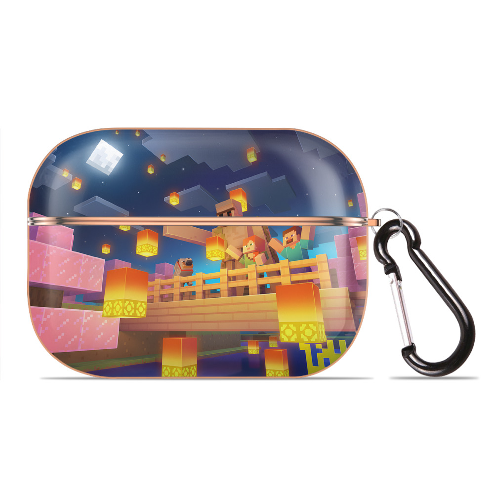 （画像用） マインクラフト ブロックの世界 Minecraft MC Block world 【AirPods Pro用】ハードシェル保護ケース｜耐衝撃・防指紋・カラビナ付き商品仕様