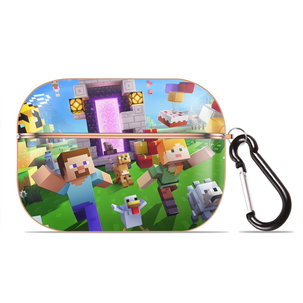 （画像用） マインクラフト ブロックの世界 Minecraft MC Block world 【AirPods Pro用】ハードシェル保護ケース｜耐衝撃・防指紋・カラビナ付き商品仕様