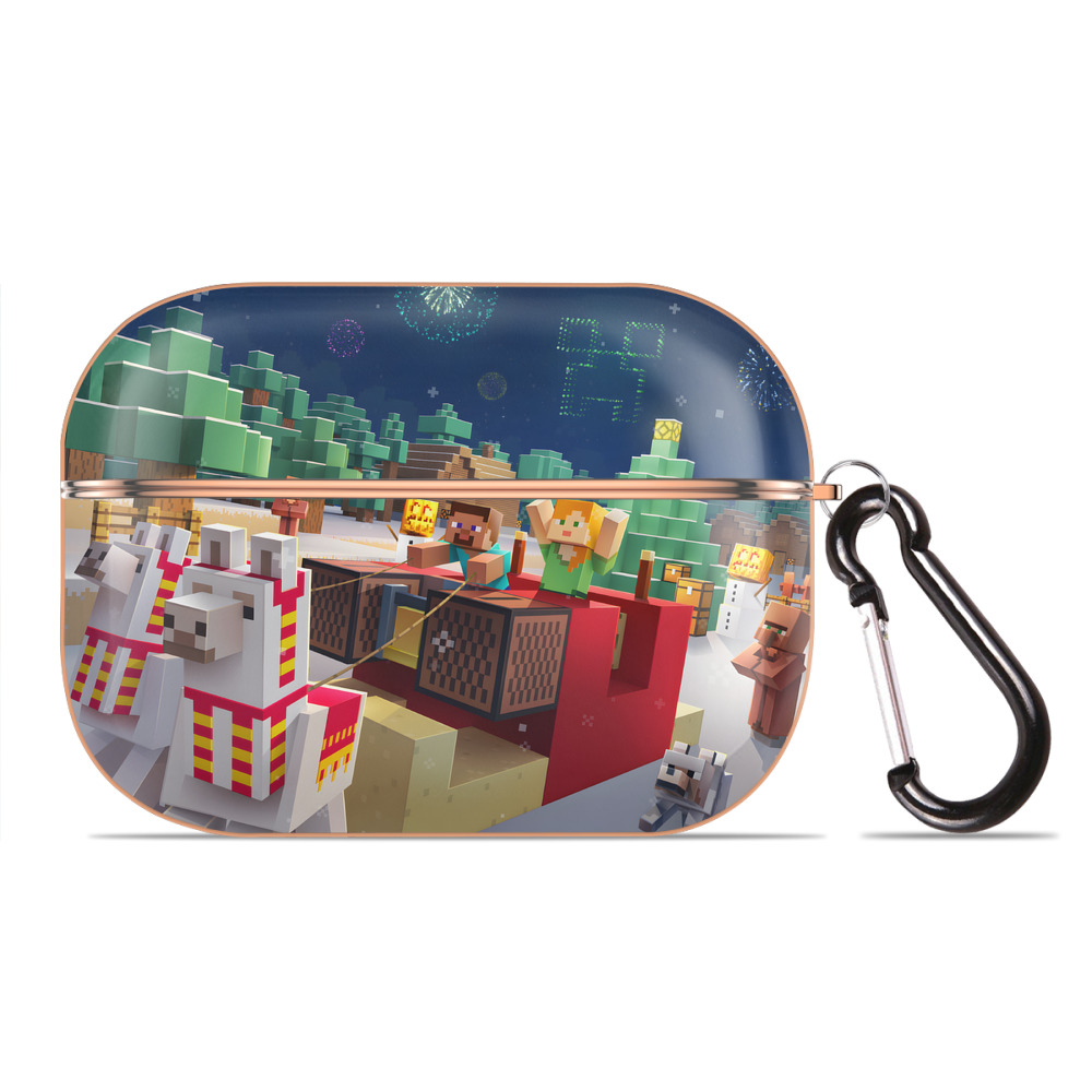 （画像用） マインクラフト ブロックの世界 Minecraft MC Block world 【AirPods Pro用】ハードシェル保護ケース｜耐衝撃・防指紋・カラビナ付き商品仕様