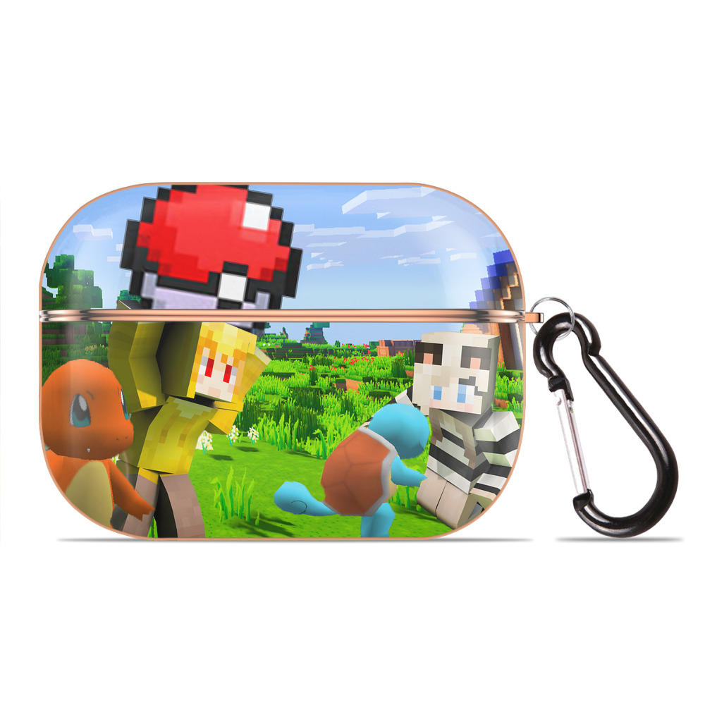 （画像用） マインクラフト ブロックの世界 Minecraft MC Block world 【AirPods Pro用】ハードシェル保護ケース｜耐衝撃・防指紋・カラビナ付き商品仕様
