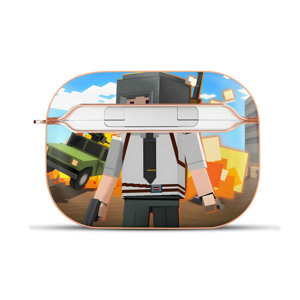 （画像用） マインクラフト ブロックの世界 Minecraft MC Block world 【AirPods Pro用】ハードシェル保護ケース｜耐衝撃・防指紋・カラビナ付き商品仕様