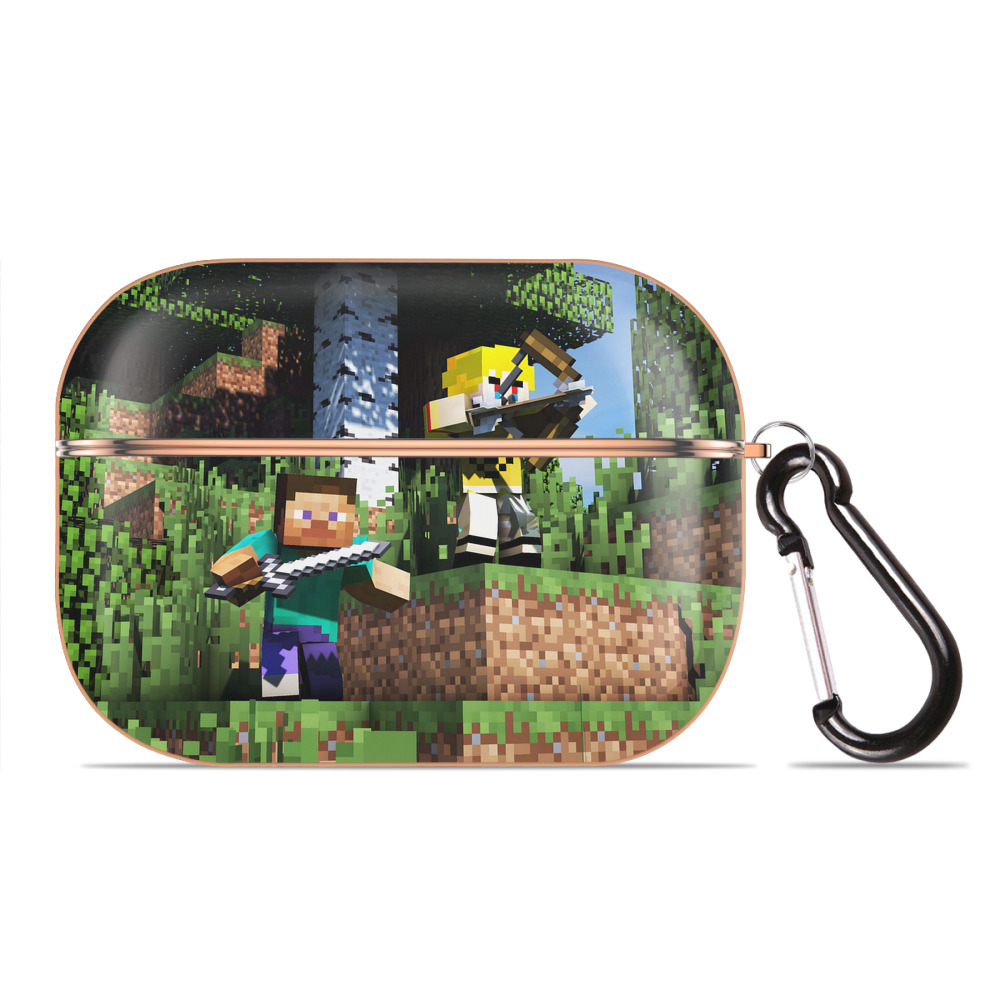 （画像用） マインクラフト ブロックの世界 Minecraft MC Block world 【AirPods Pro用】ハードシェル保護ケース｜耐衝撃・防指紋・カラビナ付き商品仕様