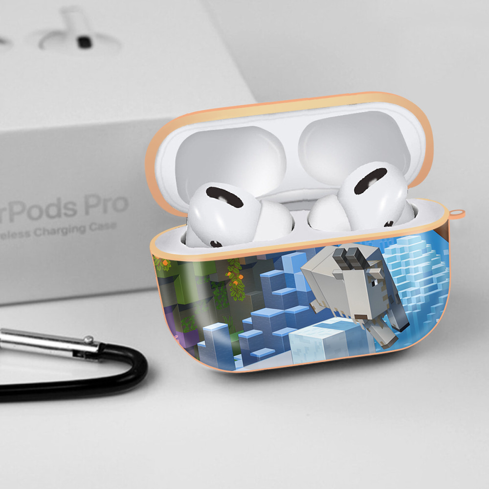 マインクラフト ブロックの世界 Minecraft MC Block world 【AirPods Pro用】ハードシェル保護ケース｜耐衝撃・防指紋・カラビナ付き商品仕様