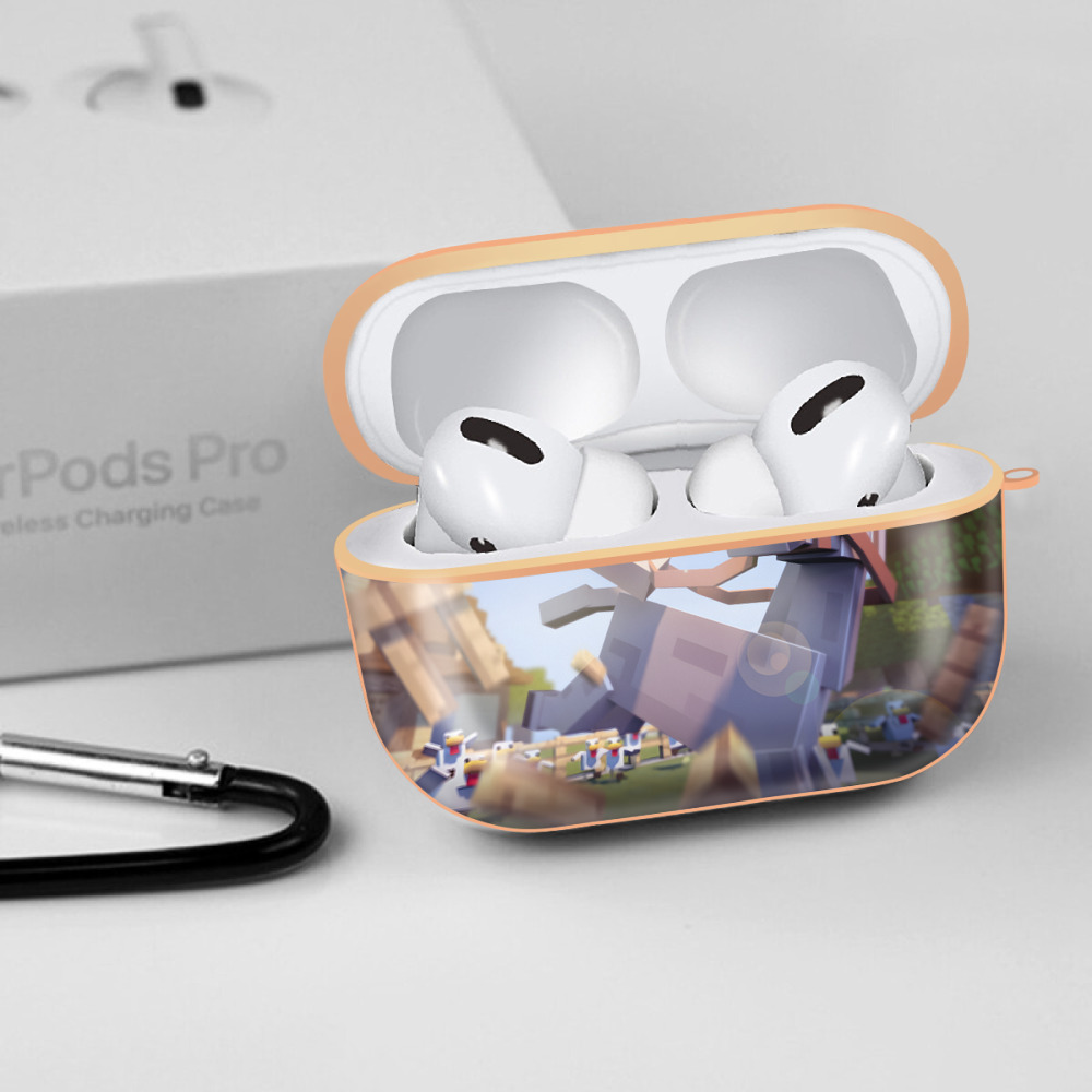 マインクラフト ブロックの世界 Minecraft MC Block world 【AirPods Pro用】ハードシェル保護ケース｜耐衝撃・防指紋・カラビナ付き商品仕様