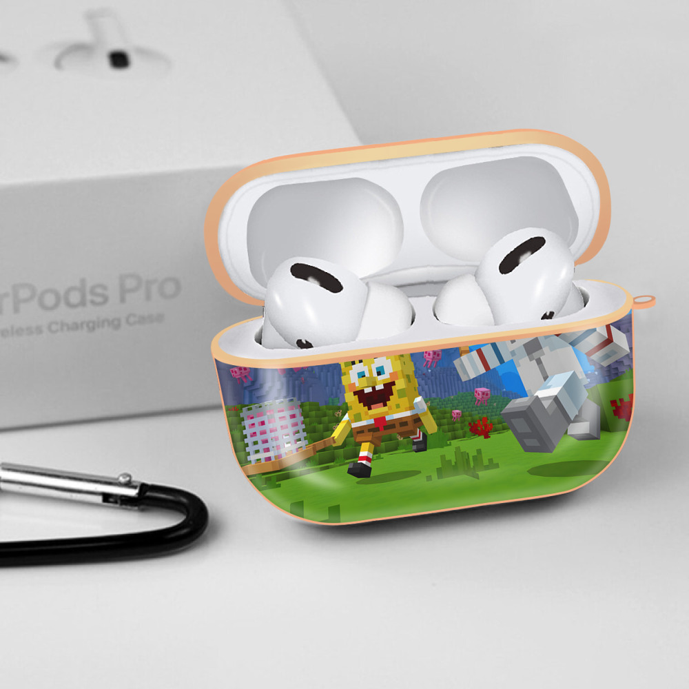マインクラフト ブロックの世界 Minecraft MC Block world 【AirPods Pro用】ハードシェル保護ケース｜耐衝撃・防指紋・カラビナ付き商品仕様