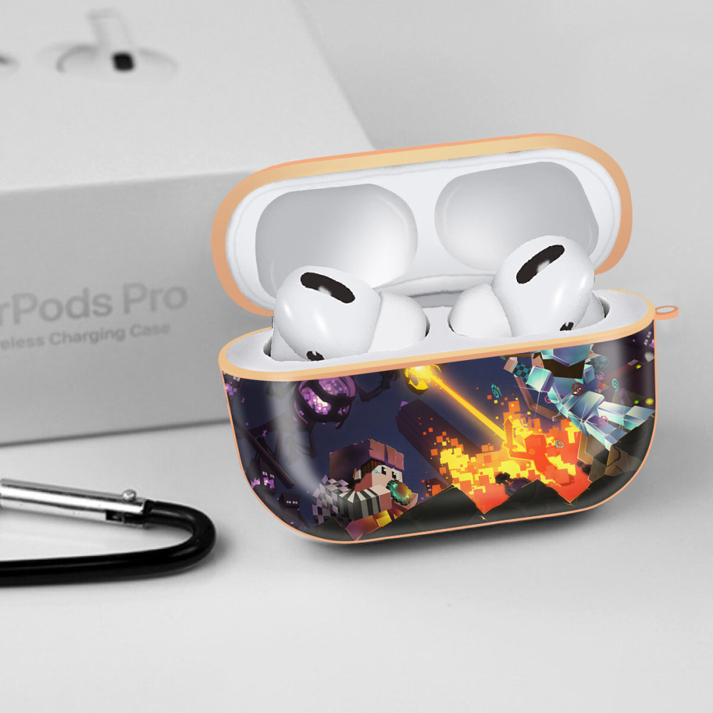 マインクラフト ブロックの世界 Minecraft MC Block world 【AirPods Pro用】ハードシェル保護ケース｜耐衝撃・防指紋・カラビナ付き商品仕様