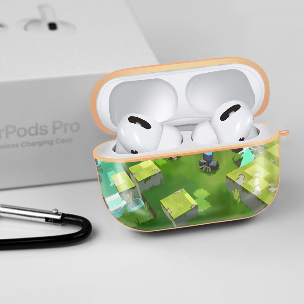 マインクラフト ブロックの世界 Minecraft MC Block world 【AirPods Pro用】ハードシェル保護ケース｜耐衝撃・防指紋・カラビナ付き商品仕様