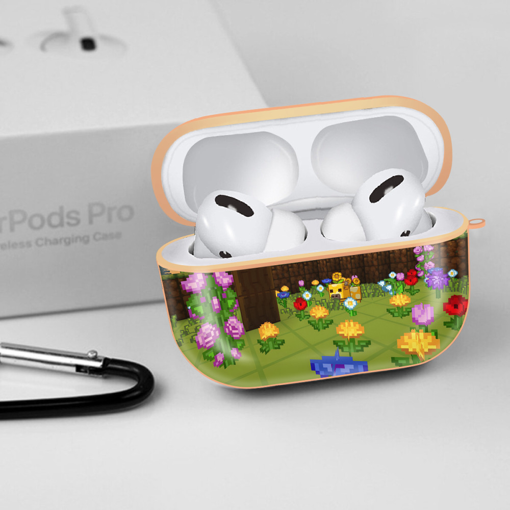 マインクラフト ブロックの世界 Minecraft MC Block world 【AirPods Pro用】ハードシェル保護ケース｜耐衝撃・防指紋・カラビナ付き商品仕様