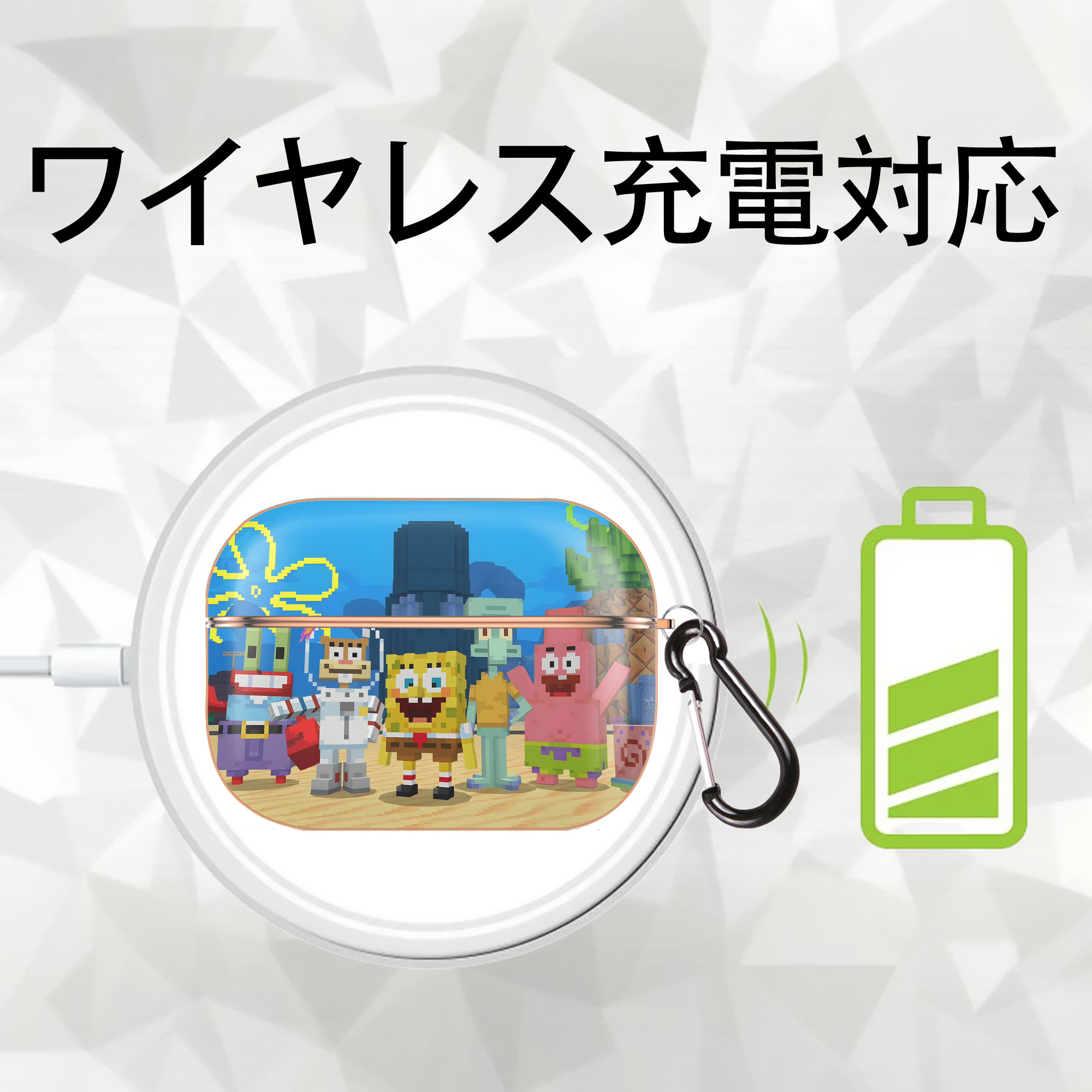 マインクラフト ブロックの世界 Minecraft MC Block world 【AirPods Pro用】ハードシェル保護ケース｜耐衝撃・防指紋・カラビナ付き商品仕様
