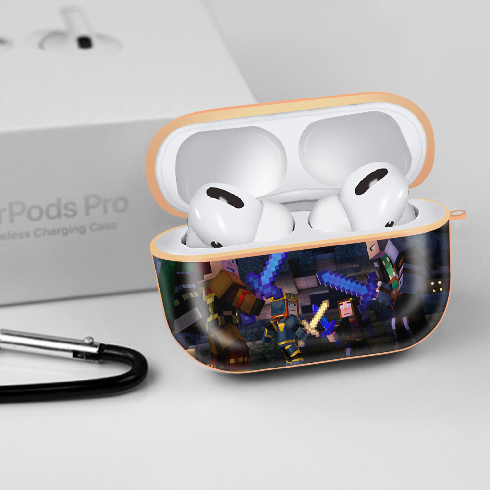 マインクラフト ブロックの世界 Minecraft MC Block world 【AirPods Pro用】ハードシェル保護ケース｜耐衝撃・防指紋・カラビナ付き商品仕様