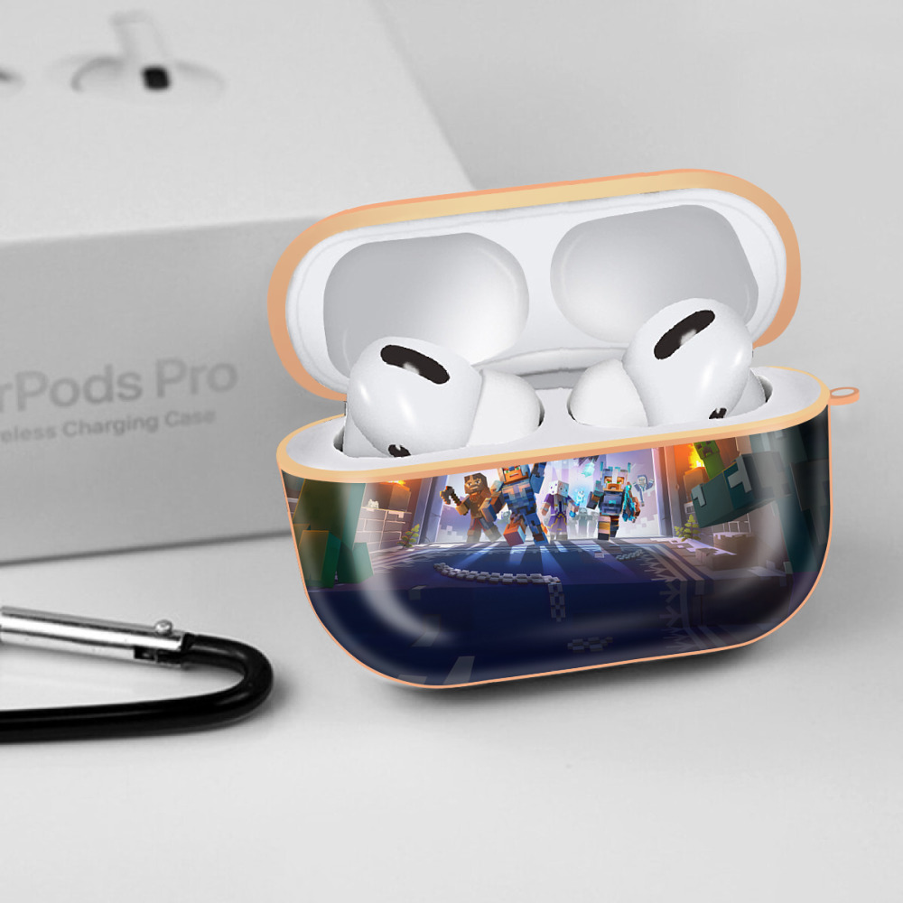 マインクラフト ブロックの世界 Minecraft MC Block world 【AirPods Pro用】ハードシェル保護ケース｜耐衝撃・防指紋・カラビナ付き商品仕様