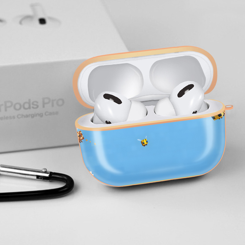 マインクラフト ブロックの世界 Minecraft MC Block world 【AirPods Pro用】ハードシェル保護ケース｜耐衝撃・防指紋・カラビナ付き商品仕様